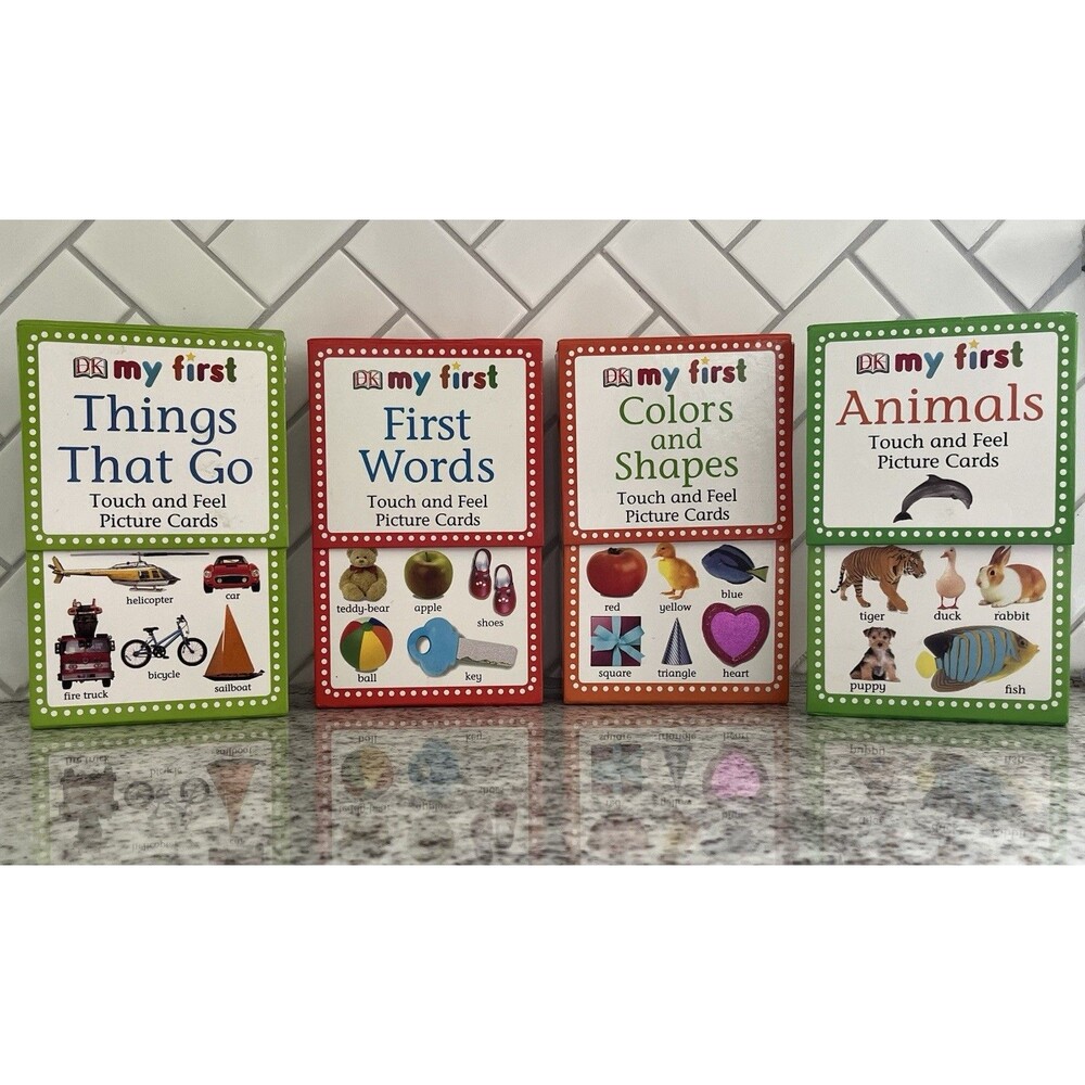 DK My First Touch & Feel Picture Cards Lot 4 Animals Words Colors Things That Go